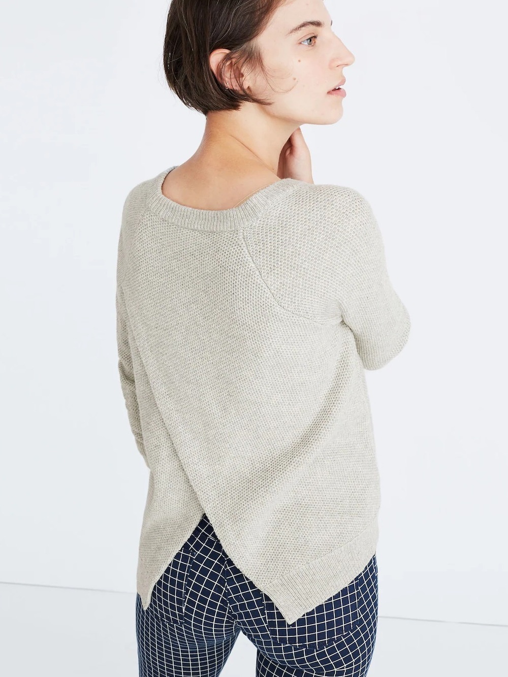 Madewell Province Cross-Back Pullover Sweater in Heather Dovetail, Size M